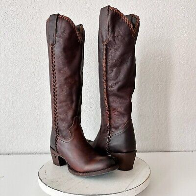 Lane PLAIN JANE PJ Womens Cowboy Boots 5 Brown Leather Western Cowgirl 16" Tall | eBay US