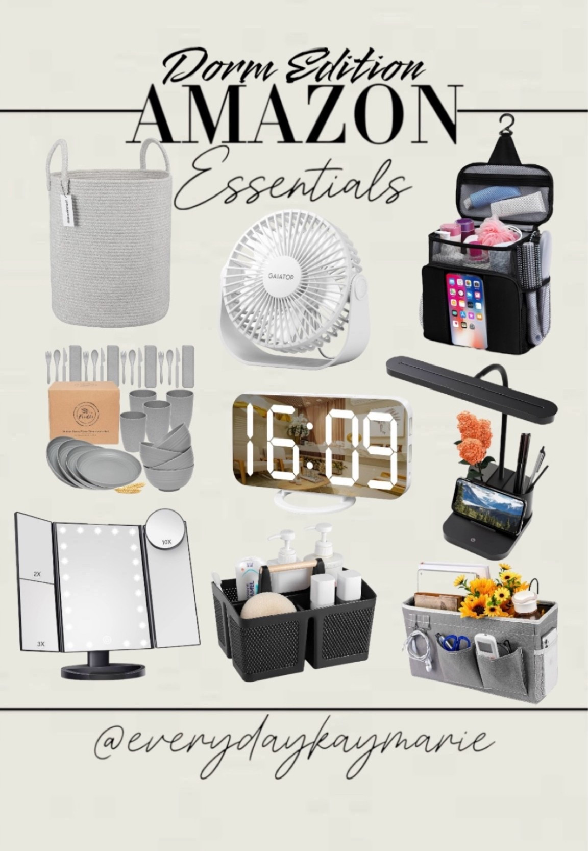 Dorm room essentials - back to school🖤

Laundry basket, shower caddy, shower tote, digital alarm, clock, plastic dishware, plastic bowls, desk lamp, portable fan, vanity mirror

#LTKKids #LTKBacktoSchool #LTKFindsUnder100