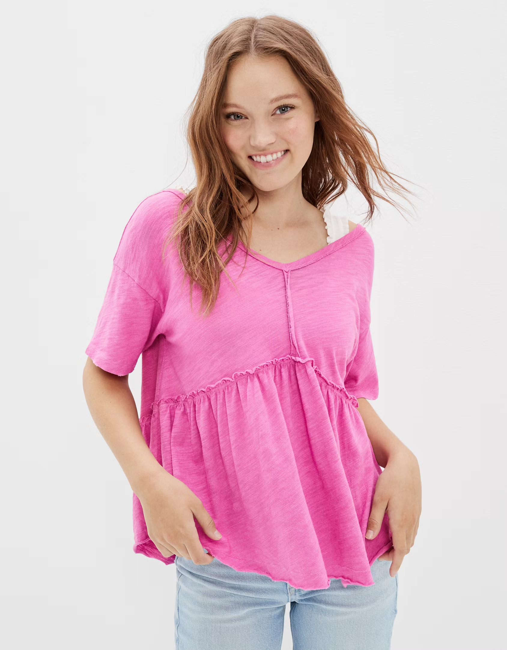 AE Oversized V-Neck Tee | American Eagle Outfitters (US & CA)