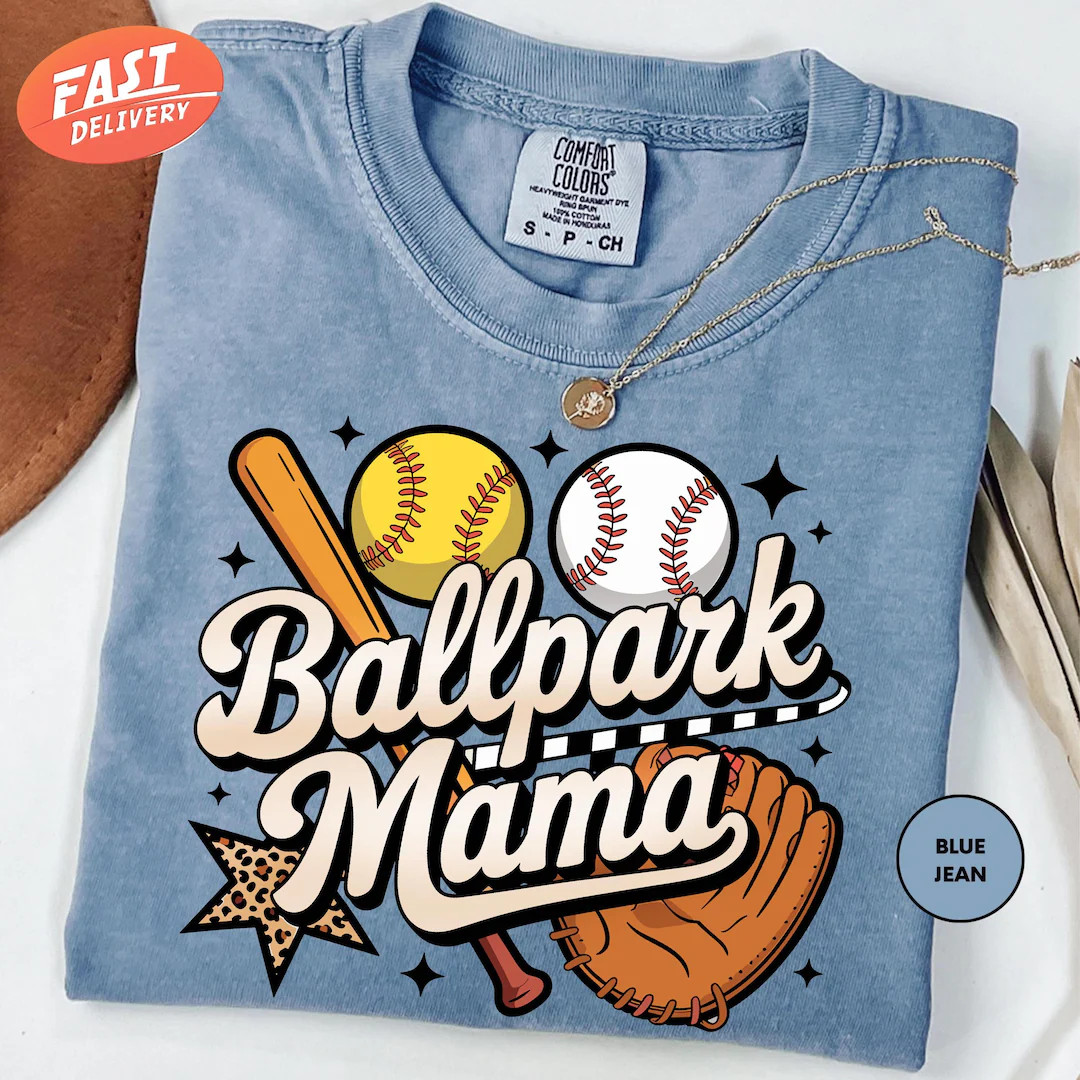 Comfort Colors Ballpark Mama Shirt, Baseball Mom Shirt, Softball Mom Shirt, Baseball Mom Gift, Ga... | Etsy (US)
