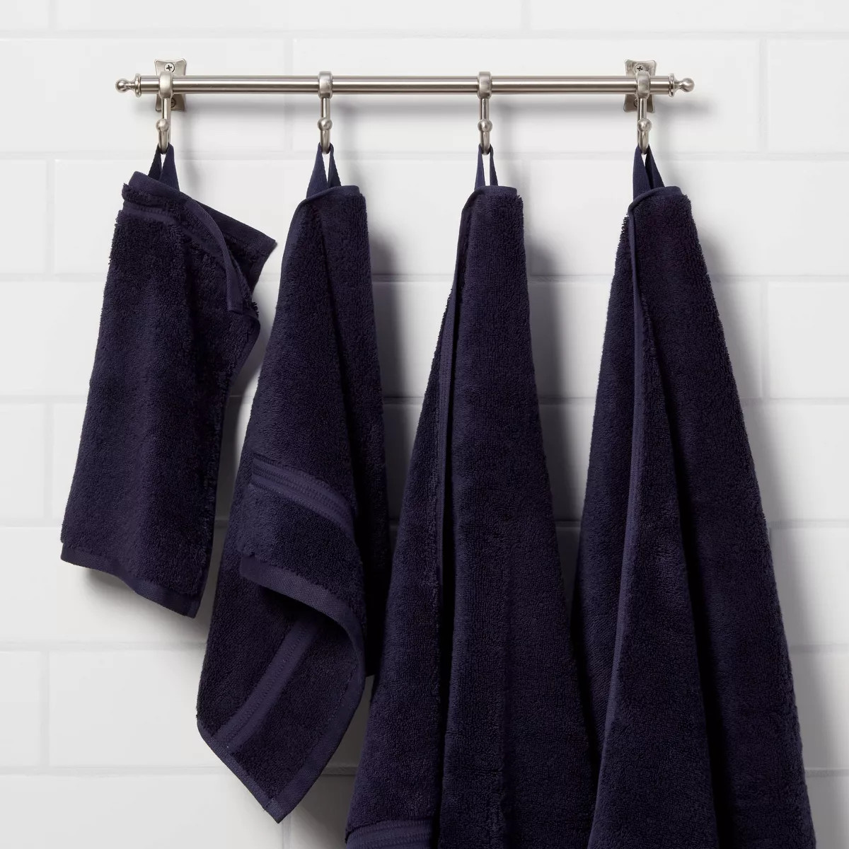 Total Fresh Antimicrobial Bath Towel Navy - Threshold™: 100% Cotton, Low Lint, Machine Washable... | Target