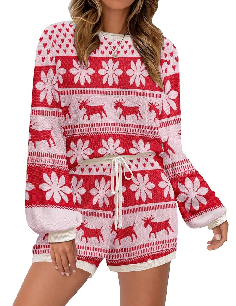 Ekouaer Knit Pajamas Set for Women Lounge Wear Sets Long Sleeve Sweatsuit Matching 2 Piece Outfit... | Amazon (US)