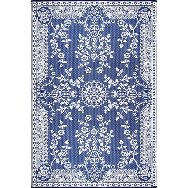Garland Oriental Polypropylene Blue Indoor/Outdoor Area Rug - Reversible, UV Resistant | Wayfair North America