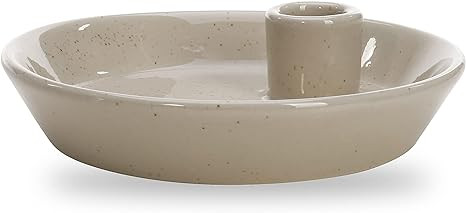 DN DECONATION Taper Candle Holder, Griege Candlestick Holder, Small Ceramic Candle Holder for Fal... | Amazon (US)