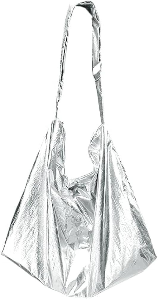 Women Imitation Tinfoil Design Hobo Bag Wide Strap Crossbody Bag Shoulder Bag Casual Handbag Dail... | Amazon (US)