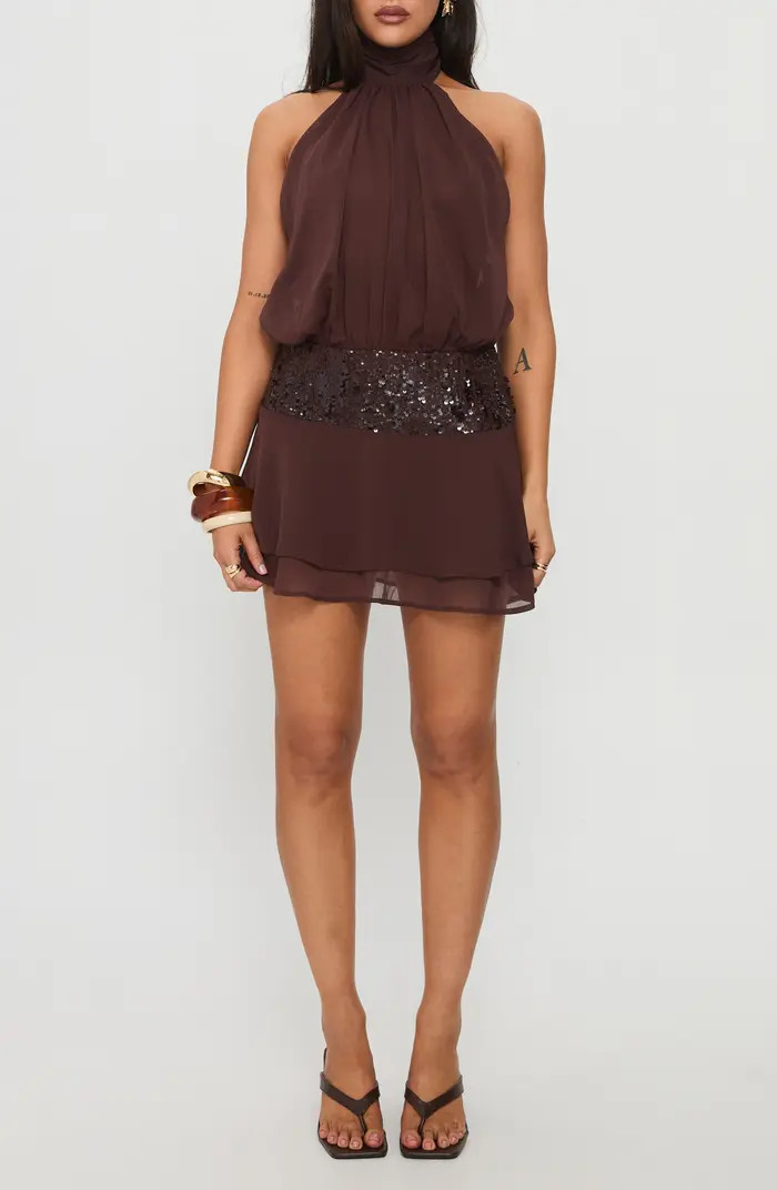 Zenayda Open Back Drop Waist Sequin Minidress | Nordstrom