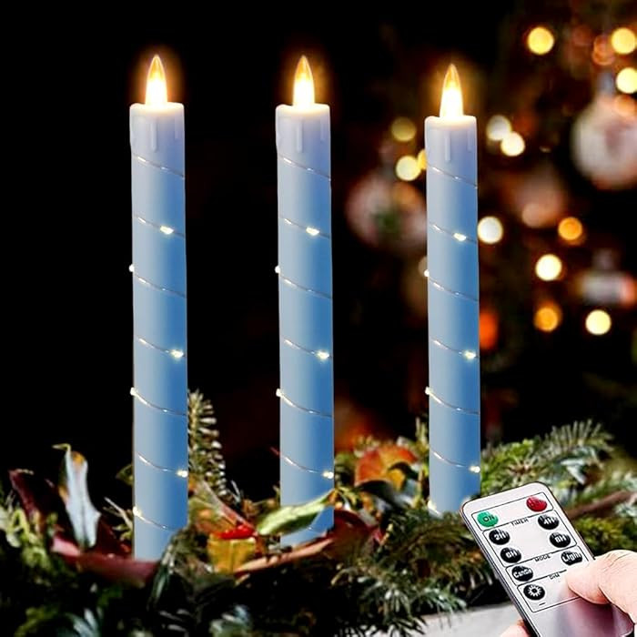 Flameless Cone Candle with Built-in Star String Light, 11 Button Remote Control, Timer, Battery P... | Amazon (US)