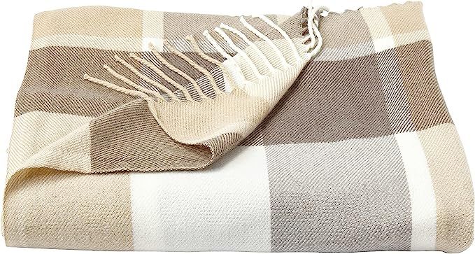 Lavish Home Stone Plaid Soft Blanket-Oversized, Luxuriously Fluffy, Vintage-Look and Cashmere-Lik... | Amazon (US)
