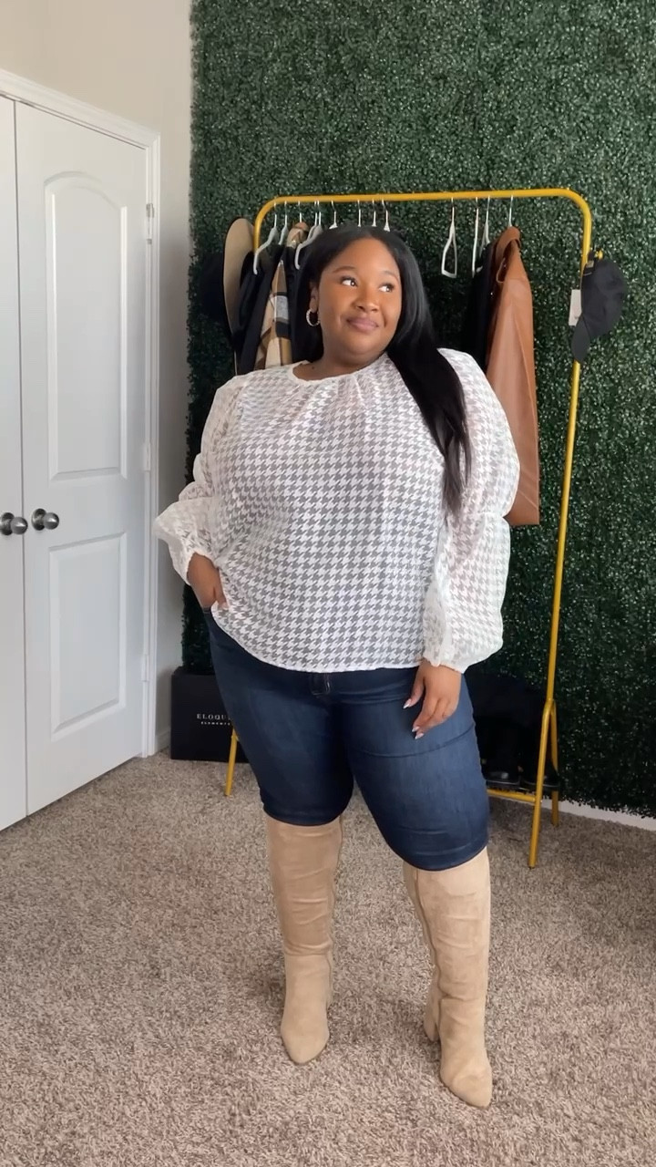 plus size knee high boots outfit