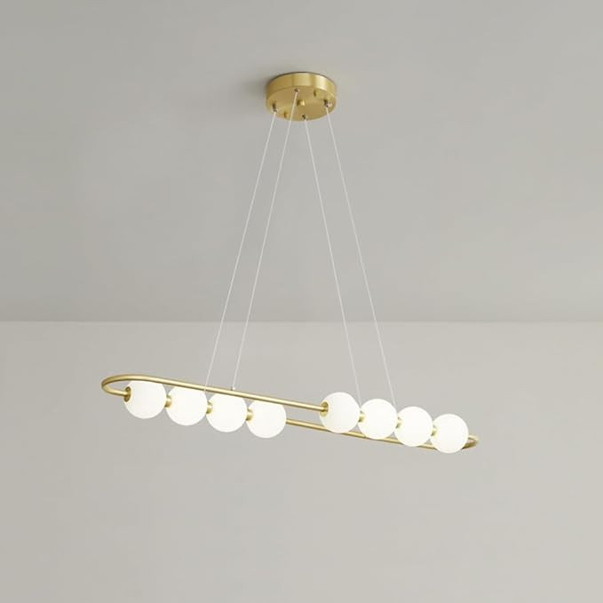 8-Light Mid Century Globe Kitchen Island Linear Pendant Light Milk White Globe Rectangle Chandeli... | Amazon (US)