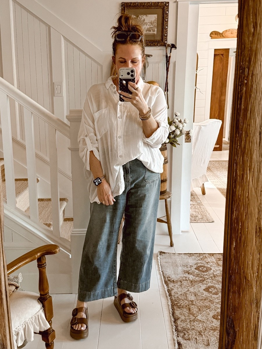 My outfit of the includes this cover-up top from @Aerie , these cozy jeans from @Kohl's , and these jelly platform sandals from @DSW. 

#LTKSaleAlert #LTKMidsize #LTKxAerie