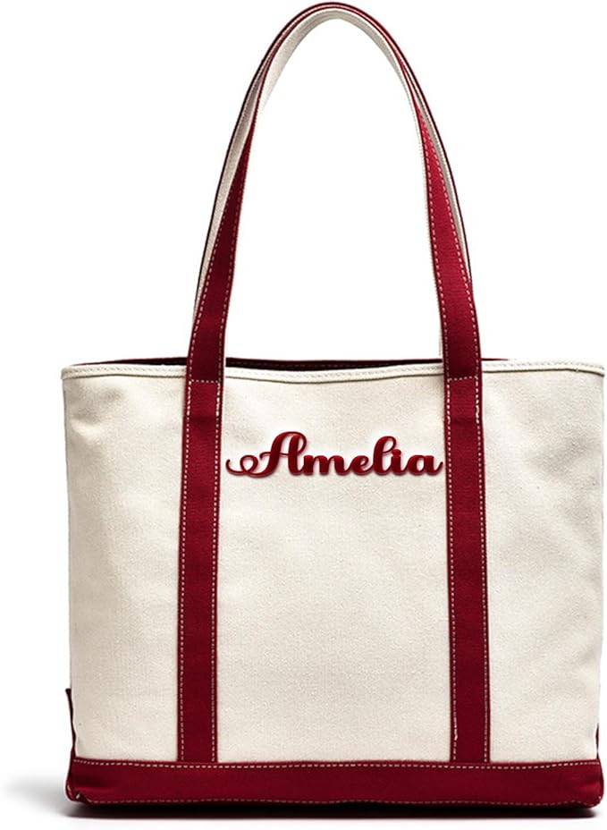 Personalized Embroidered Canvas Bag for Women, Custom Thicken Shopping Tote with Name, Reusable D... | Amazon (US)