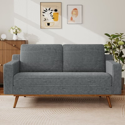Dyonery 65.4" Loveseat Sofa,Comfy Grey Corduroy Love Seat Couches for Living Room,Modern Small Couch for Bedroom Office with Spring Cushion | Target