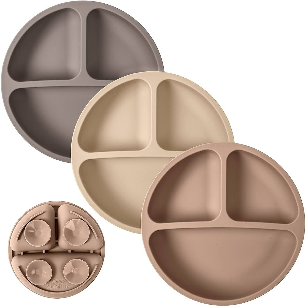 WeeSprout Suction Plates for Babies & Toddlers - 100% Silicone, Dinnerware Stays Put, Divided Des... | Amazon (US)