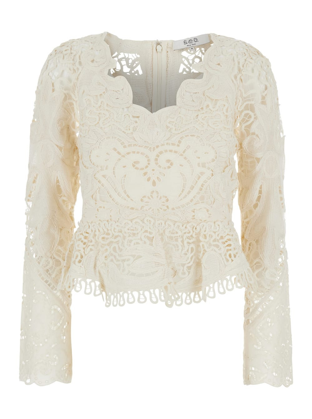 Sea New York gianna White Top With All-over Lace Embroidery In Cotton Woman | Italist.com US