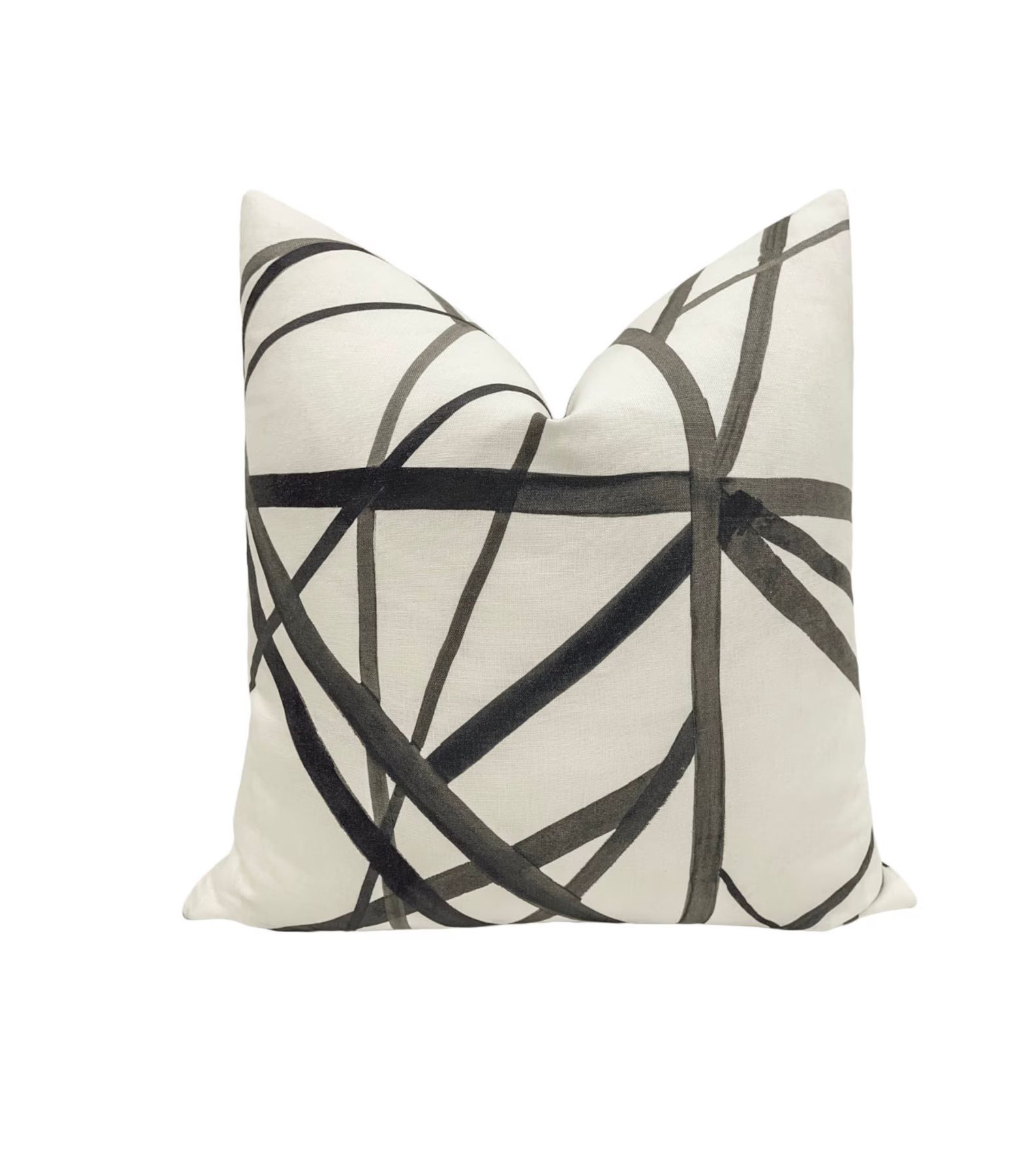 Channels // Ebony Ivory Kelly Wearstler Fabric Linen Throw Pillow Designer Linear Pillow - Etsy | Etsy (US)