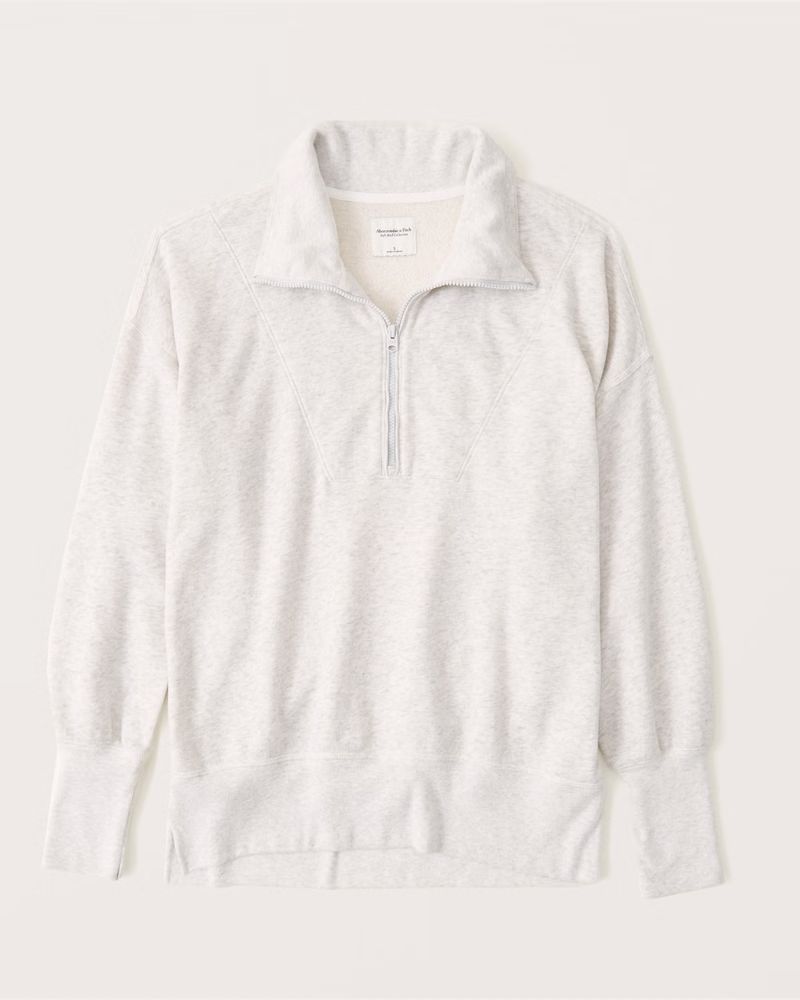 Split-Hem Tunic 3/4-Zip Sweatshirt | Abercrombie & Fitch (US)