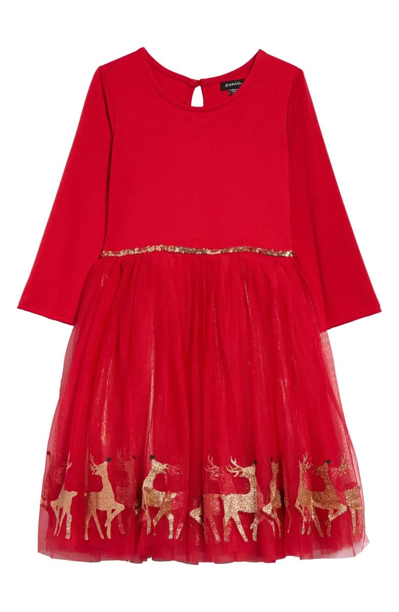 Kids' Glitter Reindeer Tulle Dress | Nordstrom