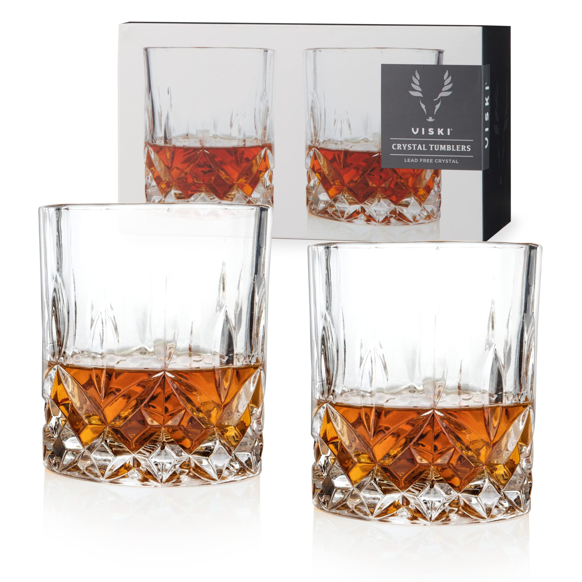 Viski Admiral Crystal Whiskey Tumbler Set of 2 - Premium Crystal Clear Liquor Drinking Glass, Cla... | Amazon (US)