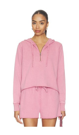 Bobi Half Zip Crop Hoodie in Rose. - size XS | Revolve Clothing (Global)