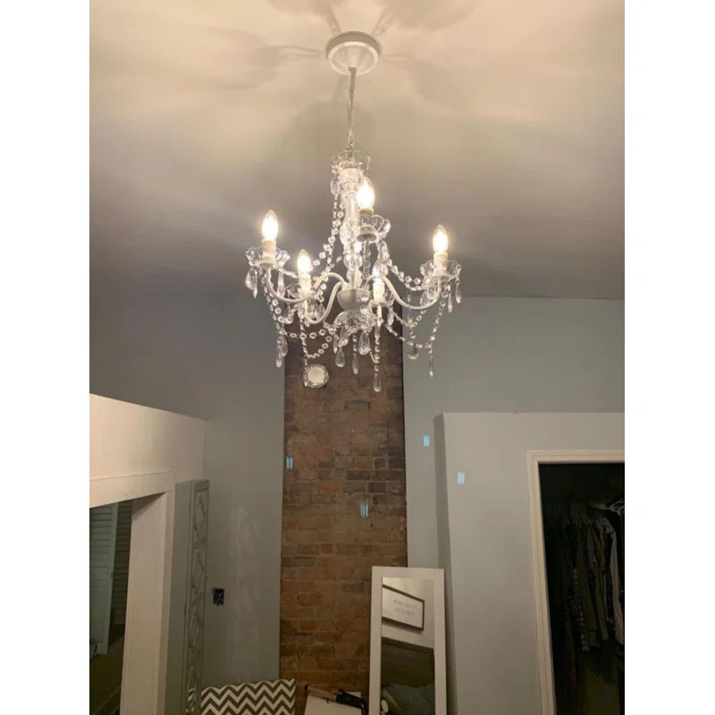 5 - Light Candle Style Classic Hardwire Chandelier with Acrylic Crystal Accents | Wayfair North America