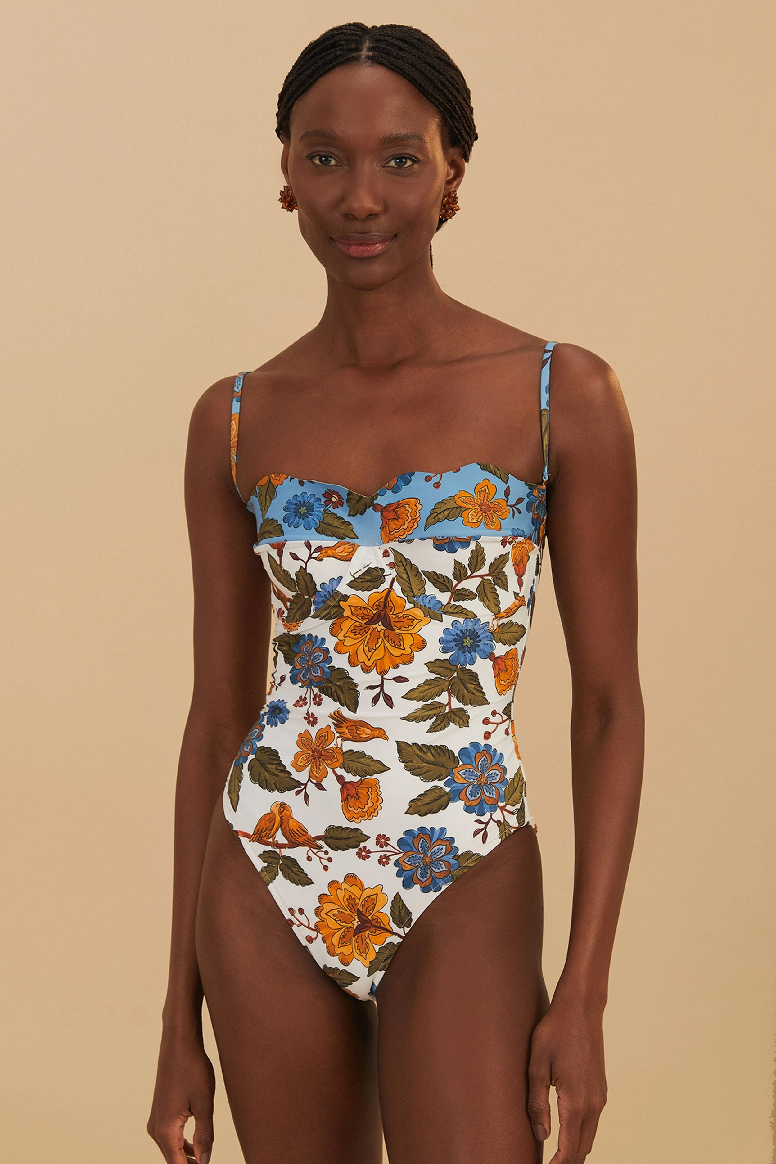 Off-White Garden Scarf One-Piece Swimsuit | FarmRio (US)