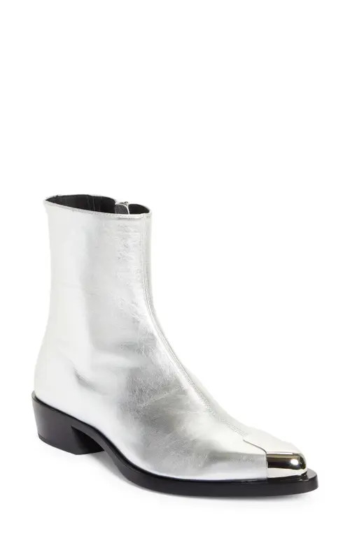Alexander McQueen Punk Metallic Boot in Silver/Silver at Nordstrom, Size 7Us | Nordstrom