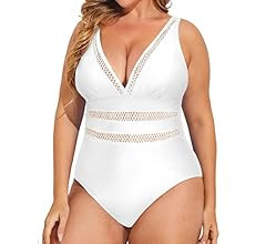 Daci Women Plus Size One Piece Swimsuits Sexy V Neck Tummy Control Bathing Suit Swimwear | Amazon (US)
