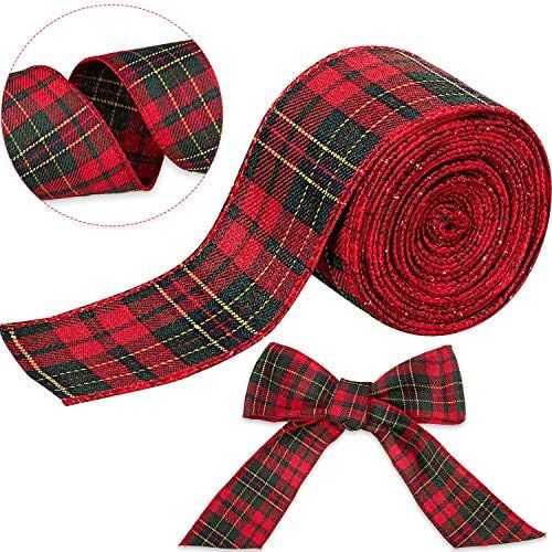 Buffalo Check Wired Ribbon Red and Green Plaid Burlap Ribbon Christmas Burlap Ribbon Wrapping Rib... | Amazon (US)