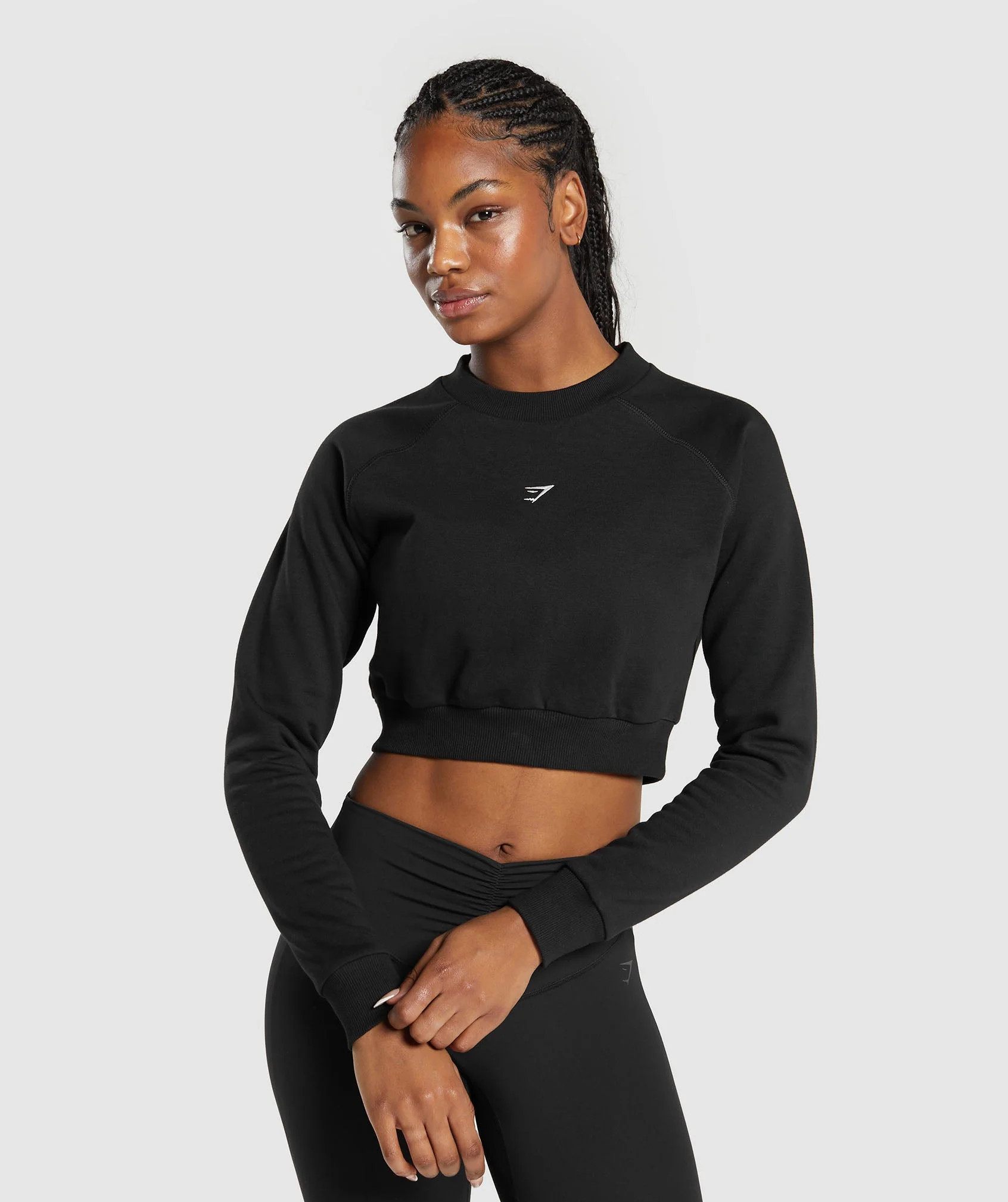 Gymshark Training Fleece Cropped Sweatshirt - Black | Gymshark US