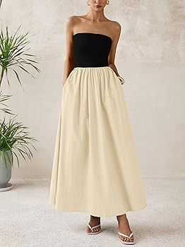 PRETTYGARDEN Women 2025 Summer Elegant Strapless Maxi Dress Tube Top Dress A Line Flowy Long Wedd... | Amazon (US)