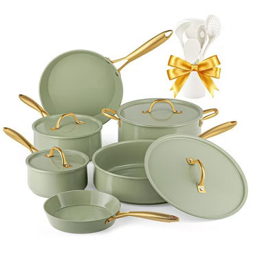 Itopfox Ceramic Cookware Set - Nonstick Pots and Pans With Kitchen Utensils, Non-Toxic, Induction Compatible, Dishwasher and Oven Safe | Target