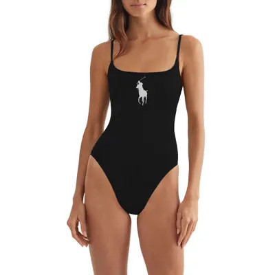 Polo Ralph Lauren Kennedy One-Piece Swimsuit in Navy Blue at Nordstrom, Size Large | Nordstrom