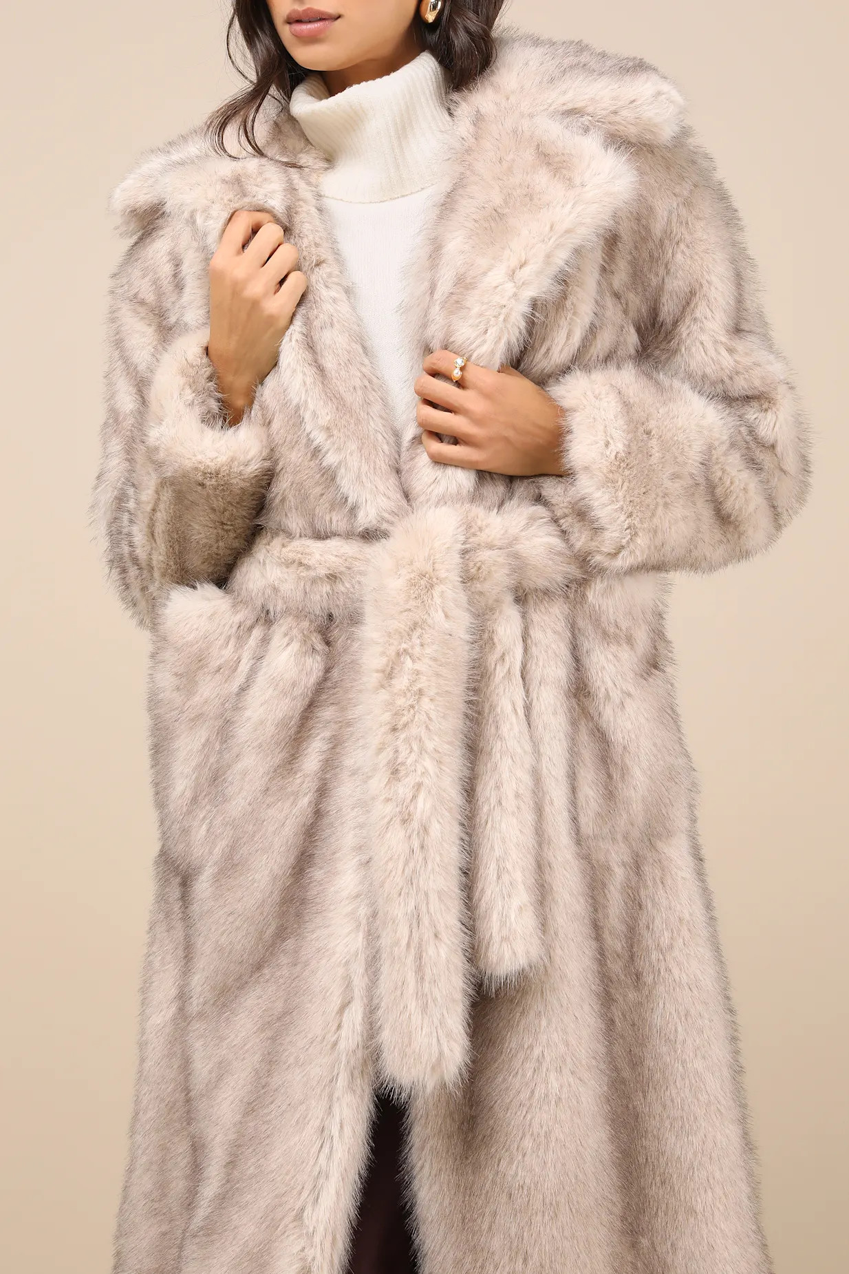 Schiffer Beige Faux Fur Longline Coat | Lulus