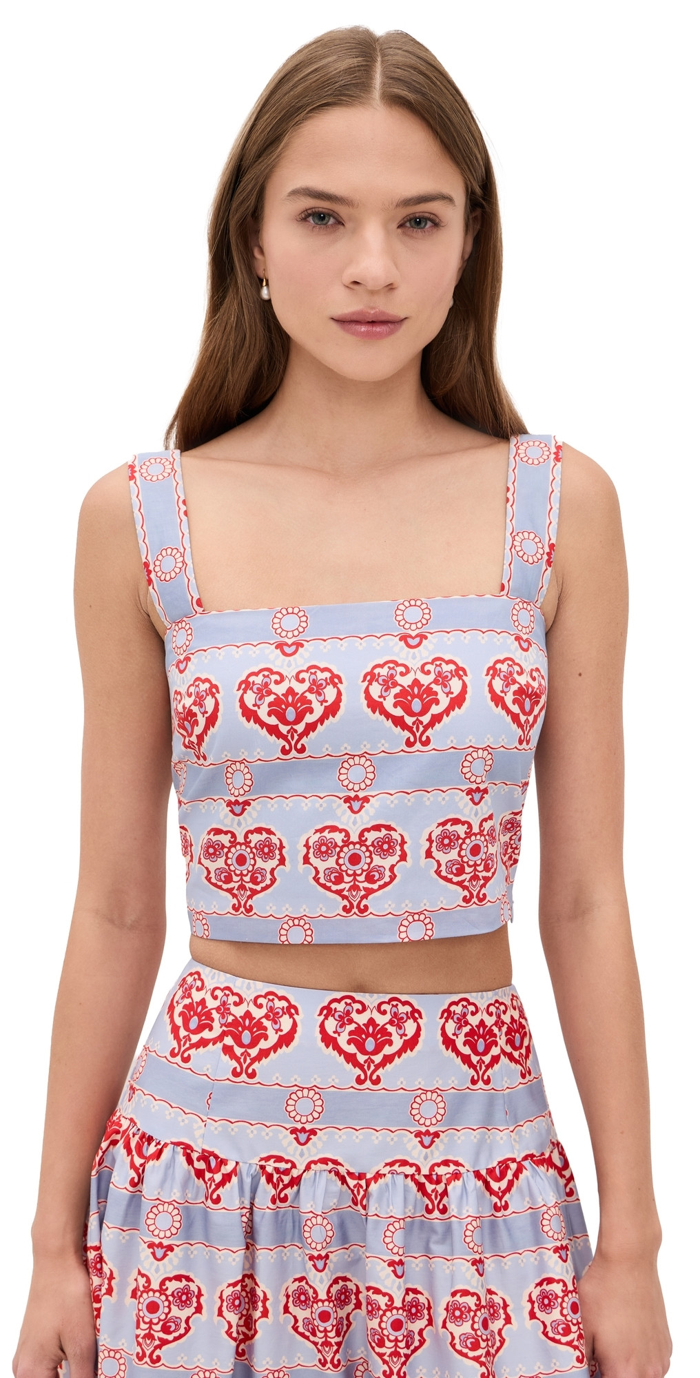 Hill House Home The Clara Crop Top Poppy Damask Stripe XS | Shopbop