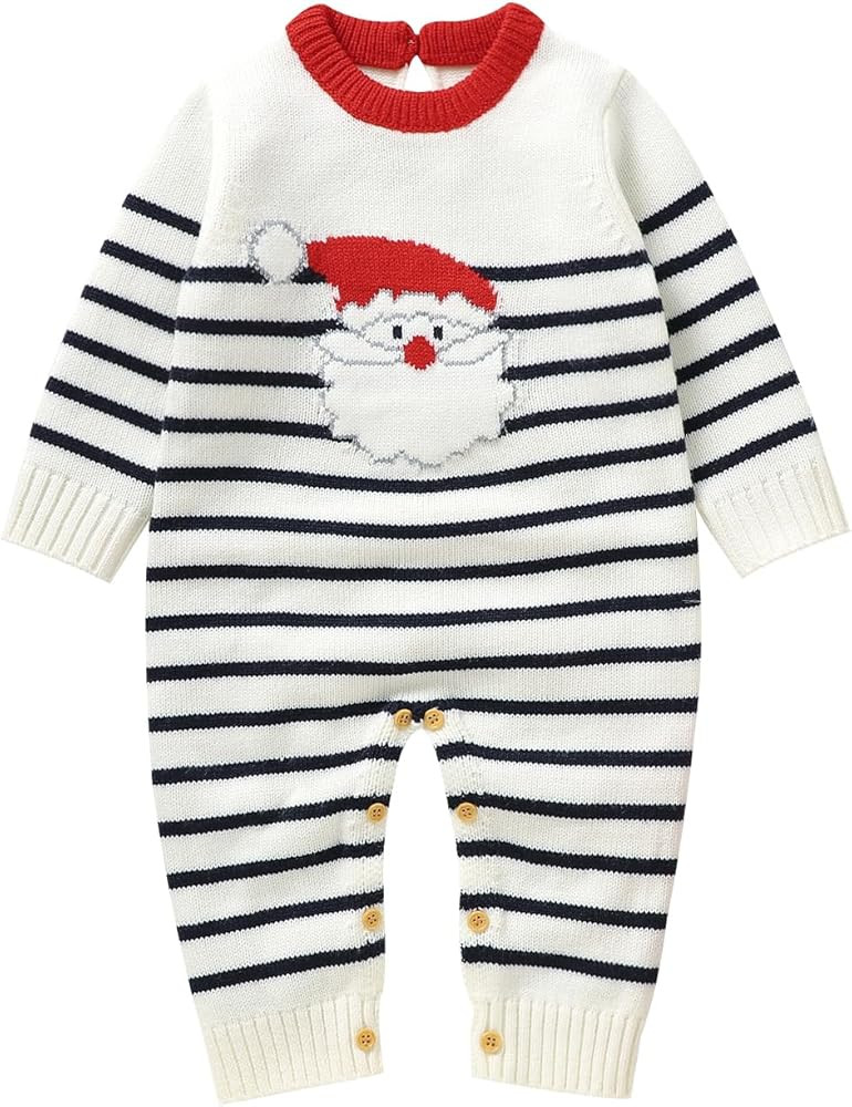 Baby Boy Girl Halloween Clothes Newborn Pumpkin Knitted Romper Suspender Jumpsuit Christmas Santa... | Amazon (US)