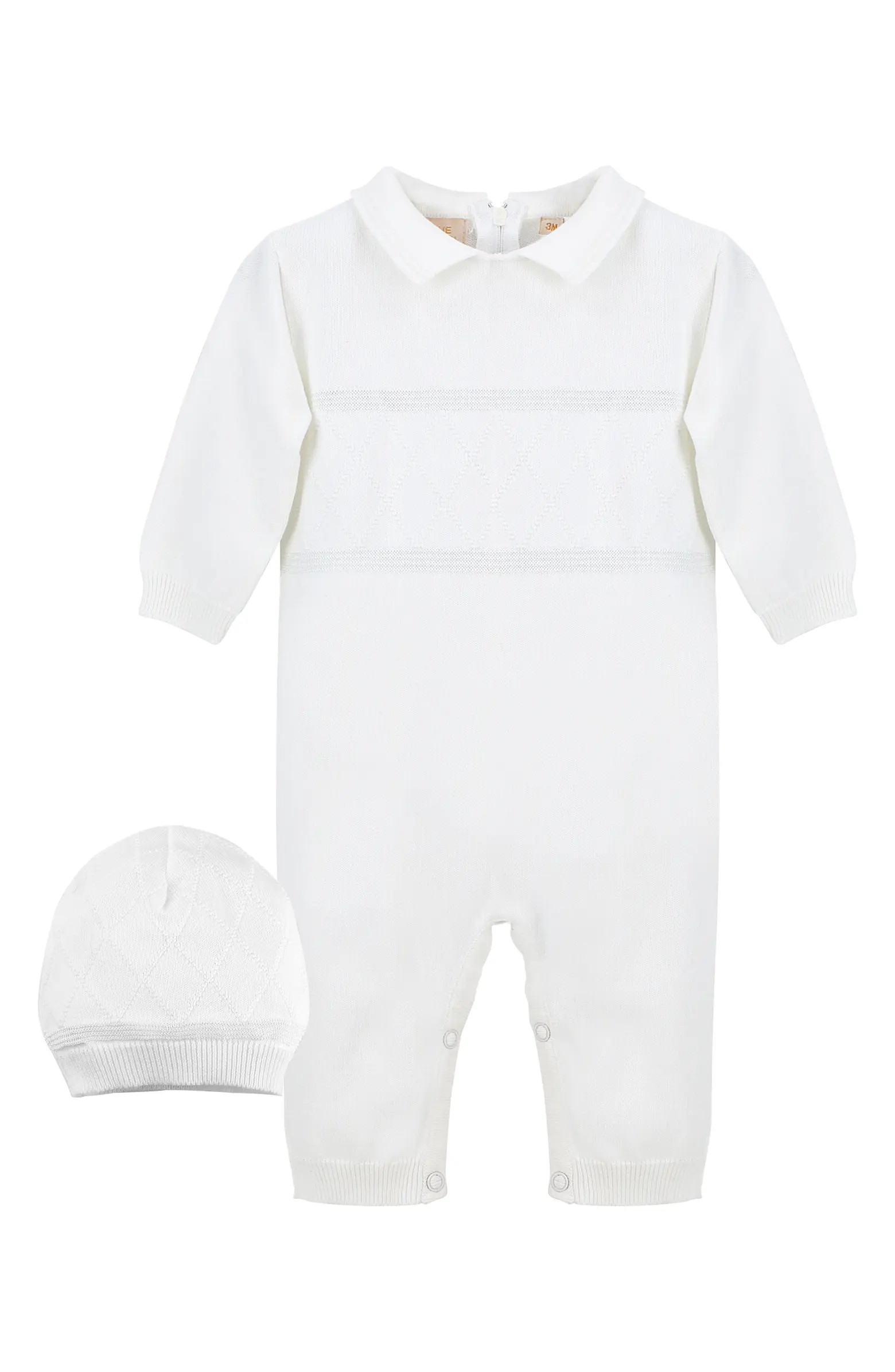 Elegant Christening Romper & Hat Set | Nordstrom