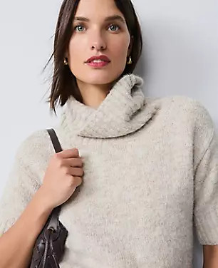 Petite Turtleneck Elbow Sleeve Sweater Tee | Ann Taylor
