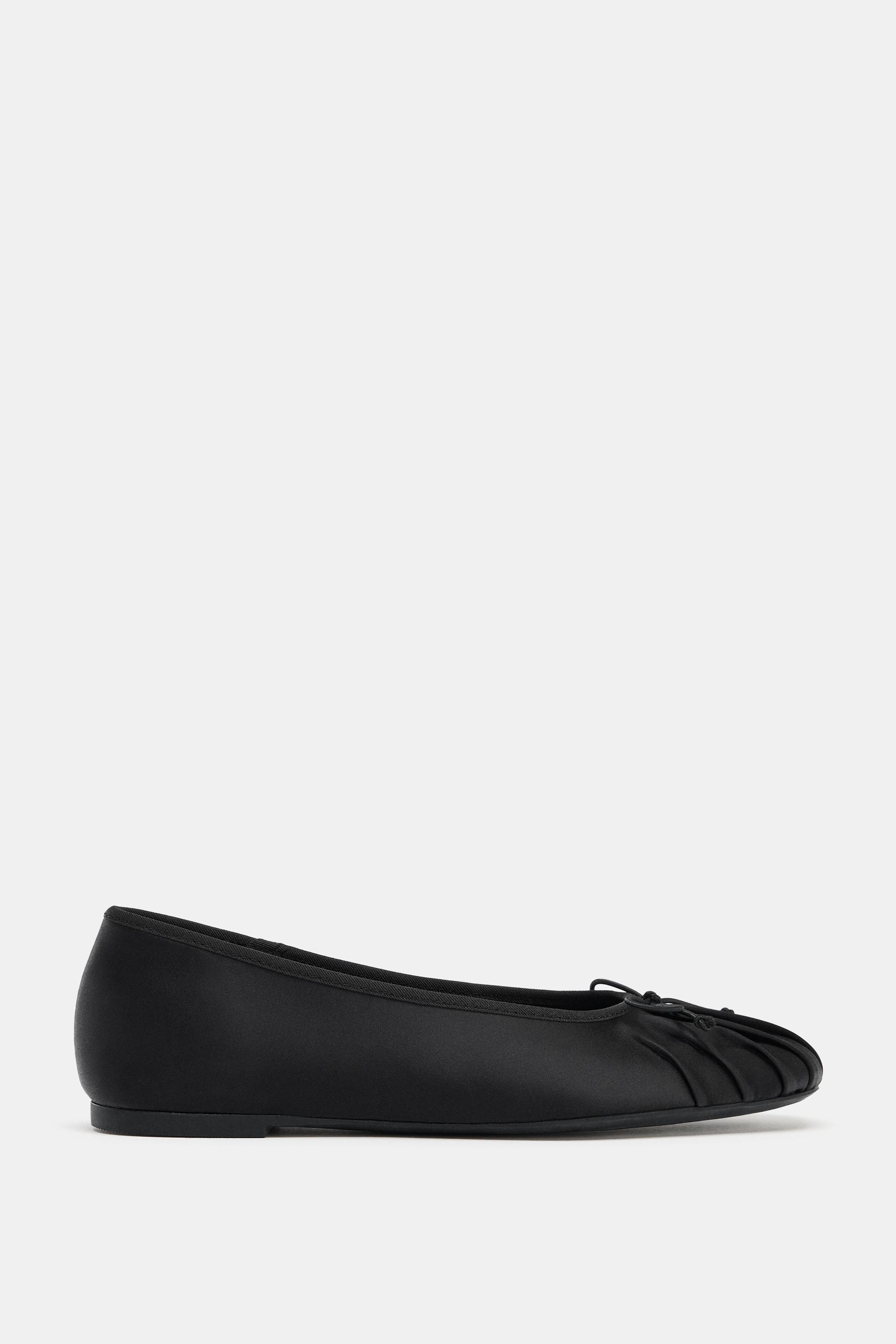 SATIN BOW BALLET FLATS | Zara Canada