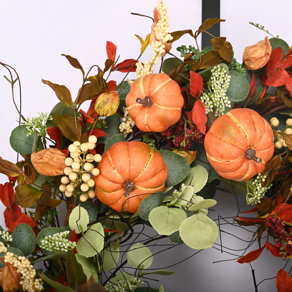 26" Handcrafted Fall Front Door Thanksgiving Day Pumpkin Wreath | Wayfair North America