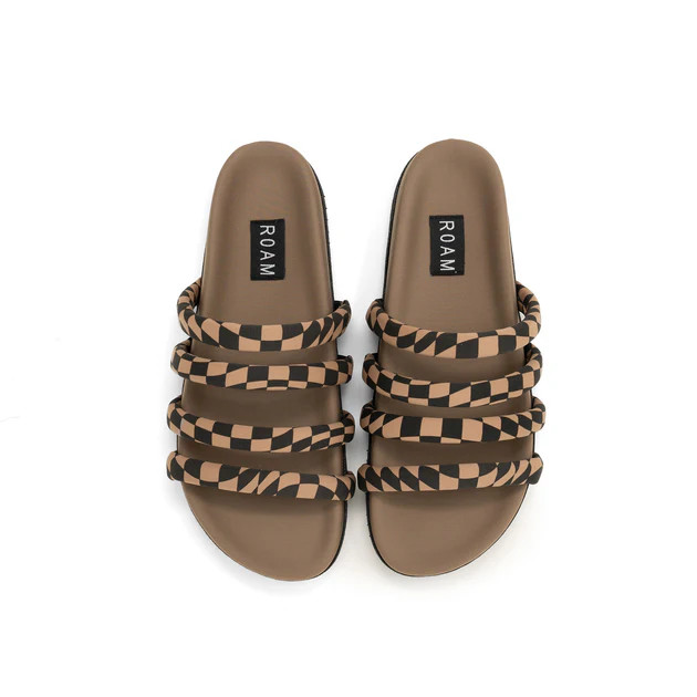 ROAM QUATTRO SANDAL BLACK & BEIGE WAVY CHECK NEOPRENE | ROAM