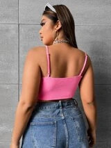 SHEIN SXY Plus Fringe Trim Crop Cami Top | SHEIN