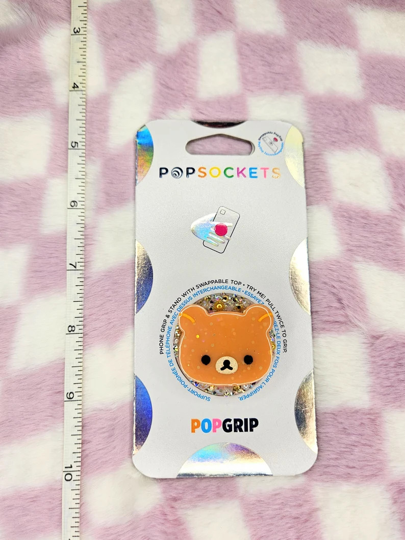 Brown Bear Glitter Resin Phone Grip - Etsy | Etsy (US)