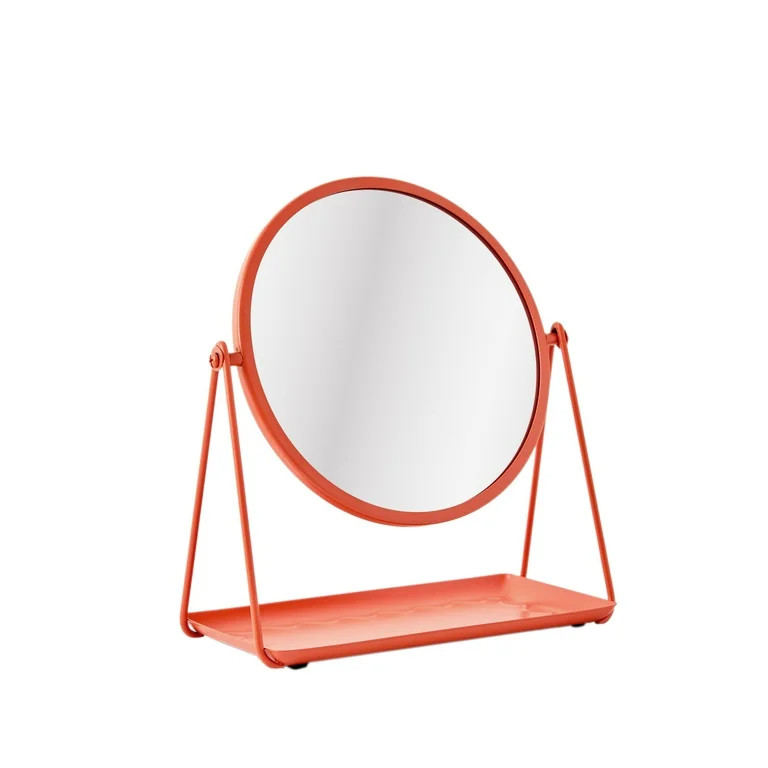 Mainstays by Becky G. & Alejandra Round Tabletop Mirror with Metal Tray, Coral | Walmart (US)