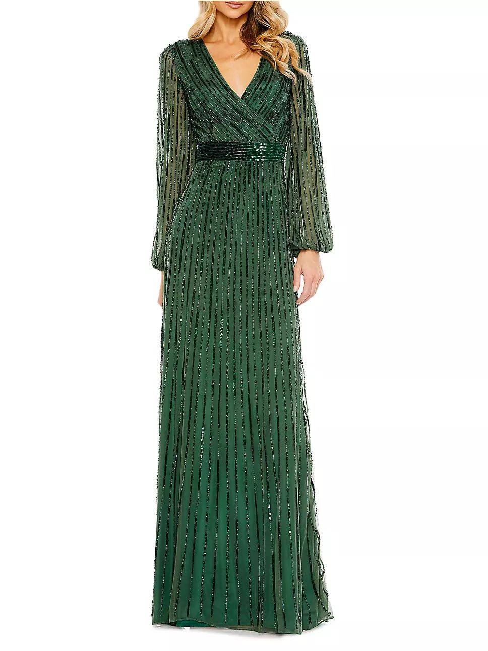 Sequin-Embellished Bishop-Sleeve Gown | Saks Fifth Avenue