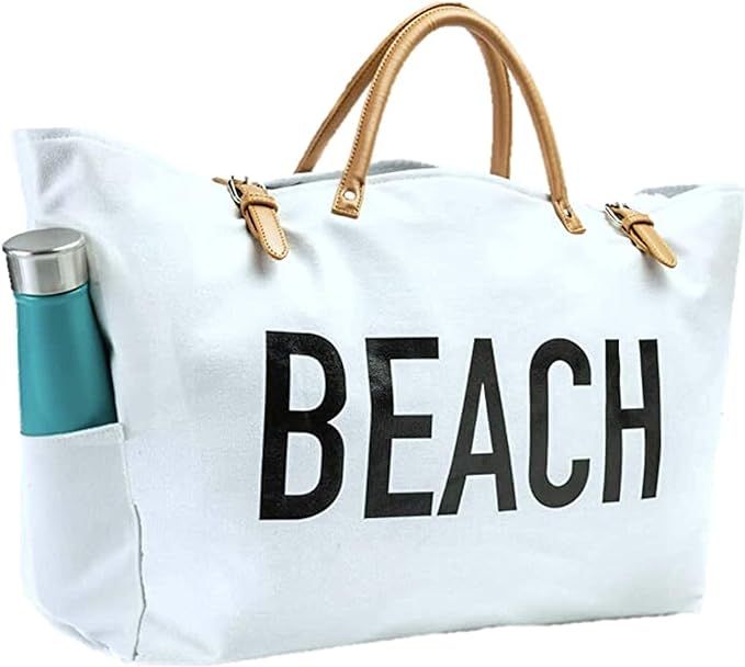 Keho Beach Bag (Short Handle Tote) - White | Amazon (US)