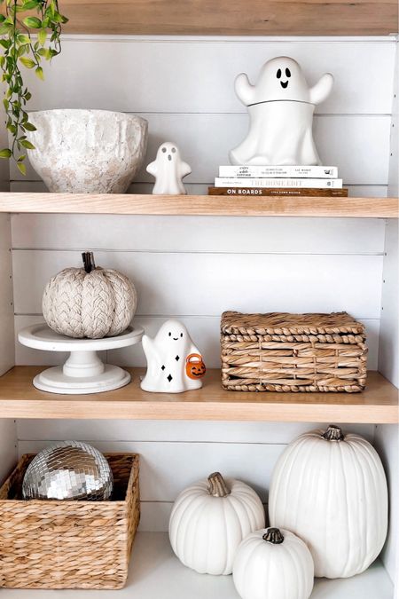 I like to keep the shelf styling neutral with Halloween decor! That way it feels festive without cluttered! 

#LTKhome #LTKfamily #LTKHalloween