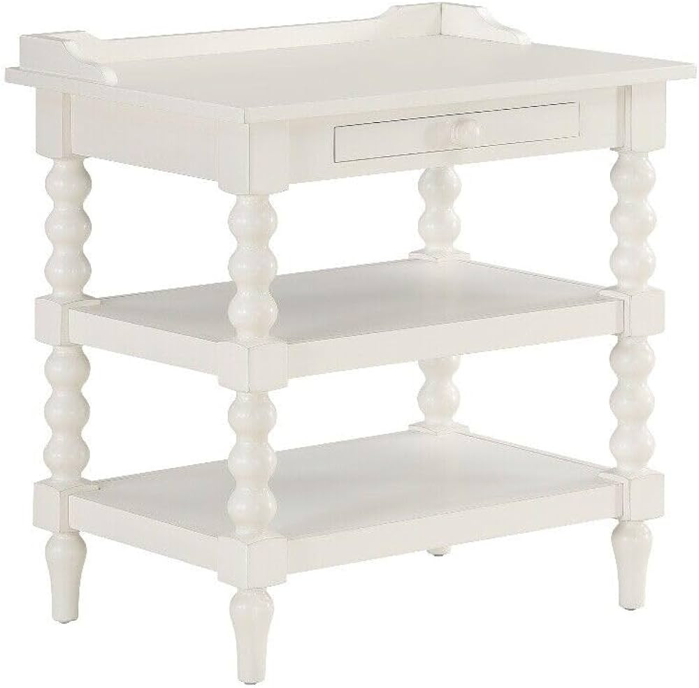 for Comfort Pointe Averly Antique White Wood Turned Leg Storage Nightstand | Amazon (US)