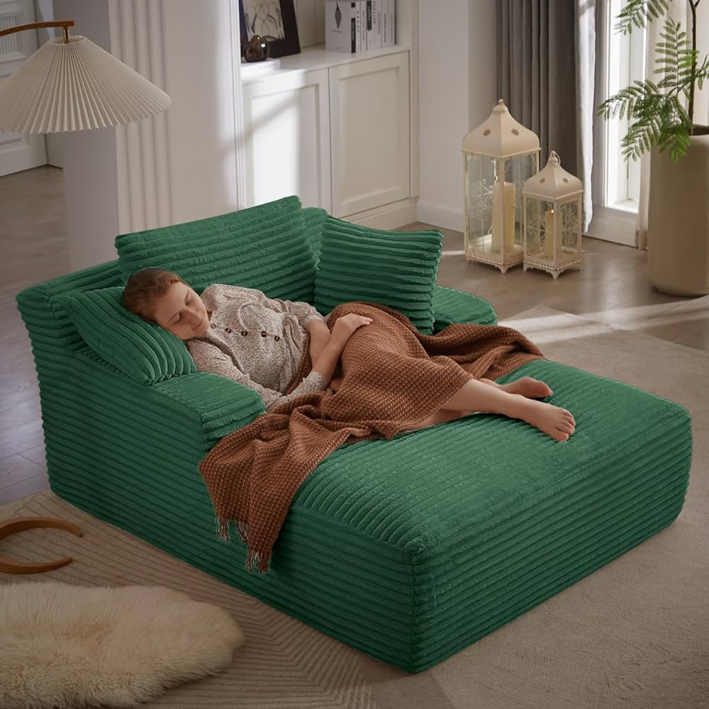 50 Inches Chaise Lounge Indoor, Oversized Chaise Lounge Chair with 3 Throw Pillows and Armrests, ... | Amazon (US)