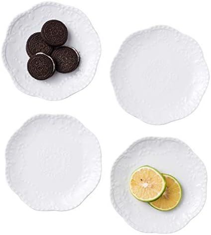 Amazon.com | Jusalpha Embossed Lace Porcelain Plate-Dinner Plate Set, Pasta/Salad/Dessert Plate D... | Amazon (US)
